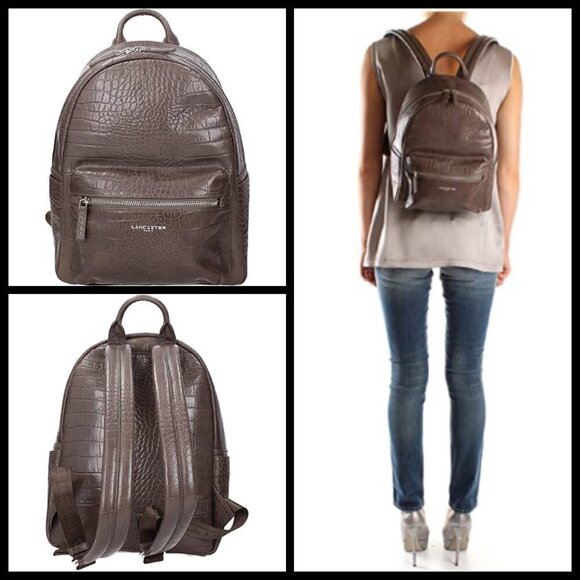 💕LANCASTER PARIS💕 Embossed Crocodile Backpack - Picture 1 of 16